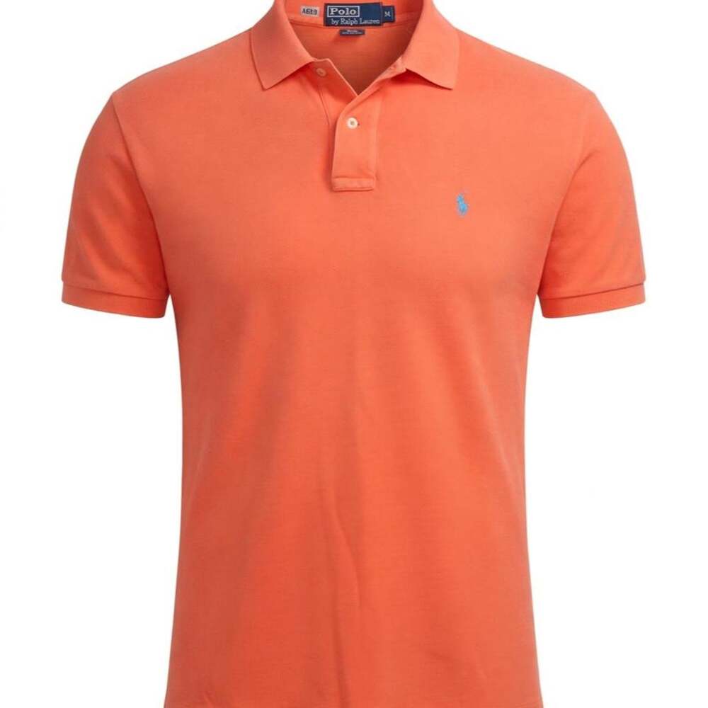 Polo Ralph Lauren Polo Shirt Mens XL Orange Coral Pony Logo Mesh Cotton